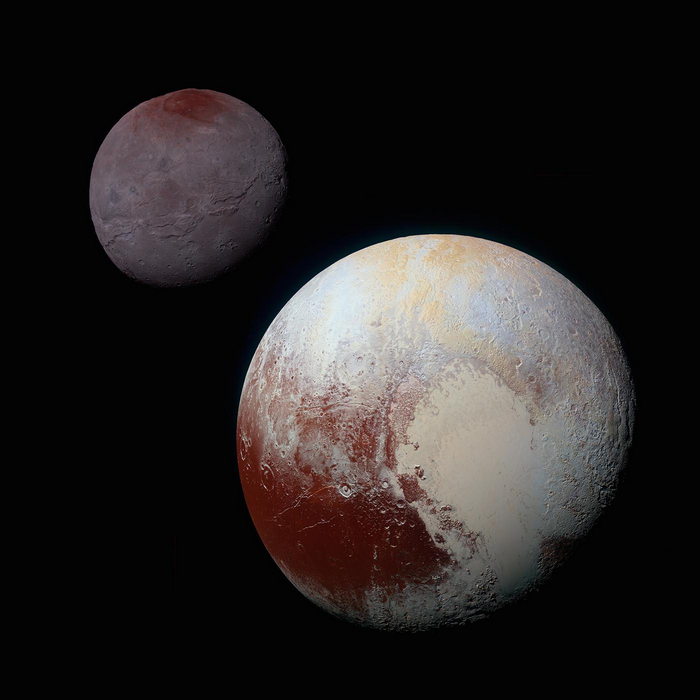 Pluto and Charon in space