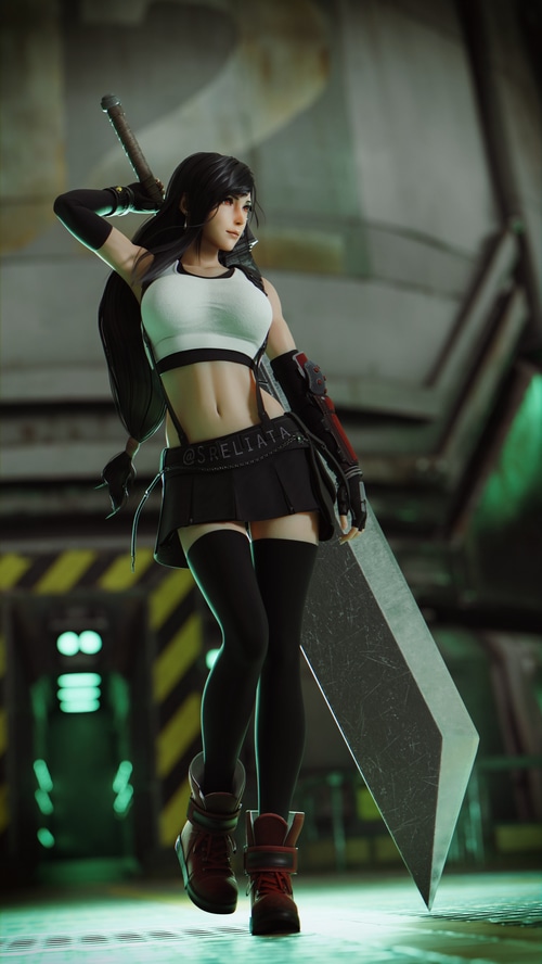 Tifa Lockhart from Final Fantasy VII with Buster Sword