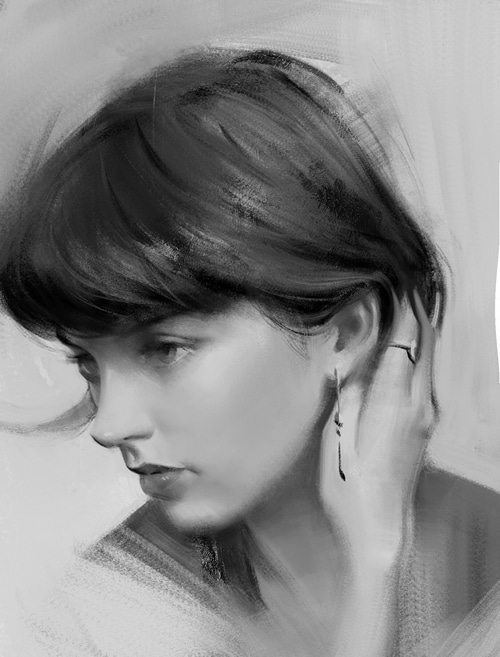 Painting of Wang Xiao in profile