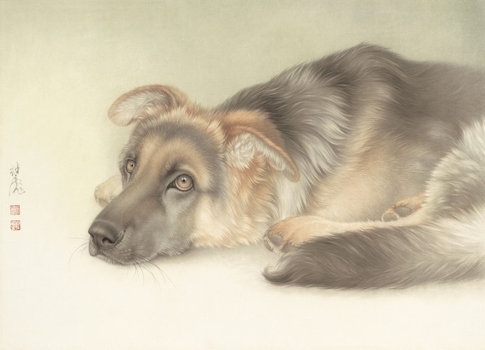 4K German Shepherd dog painting