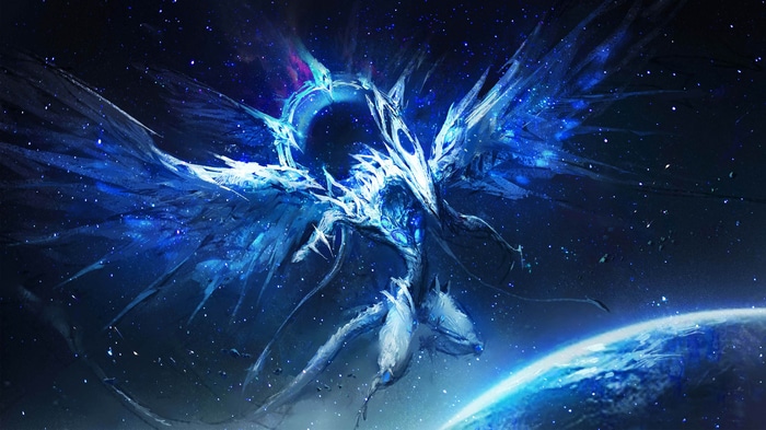 4K Deep-Eyes White Dragon in Space