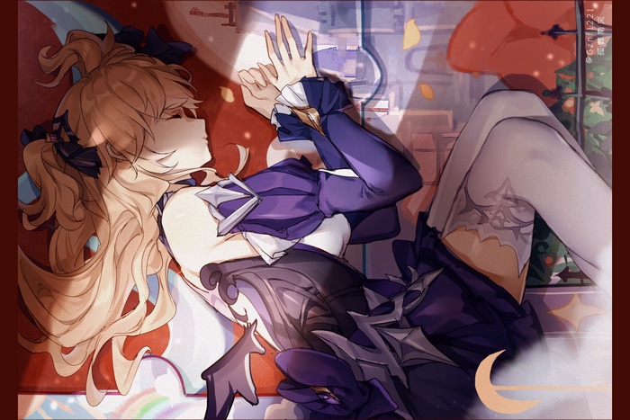 Fischl from Genshin Impact sleeping
