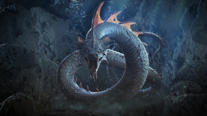 4K fantasy art of a sea serpent creature