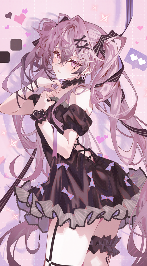 Anime girl with purple hair and purple eyes