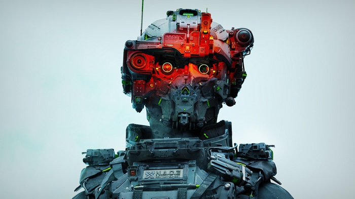 Futuristic cyborg soldier concept art