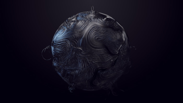 Abstract sphere with swirling lines by Denis Mitrofanov