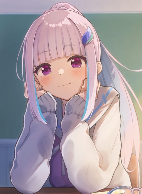Lize Helesta from Nijisanji with purple eyes and white hair