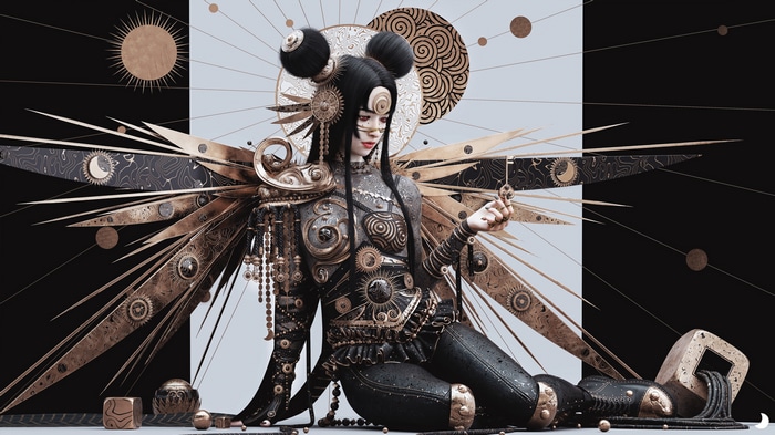 4K Fantasy Art of a Mechanical Doll with Wings