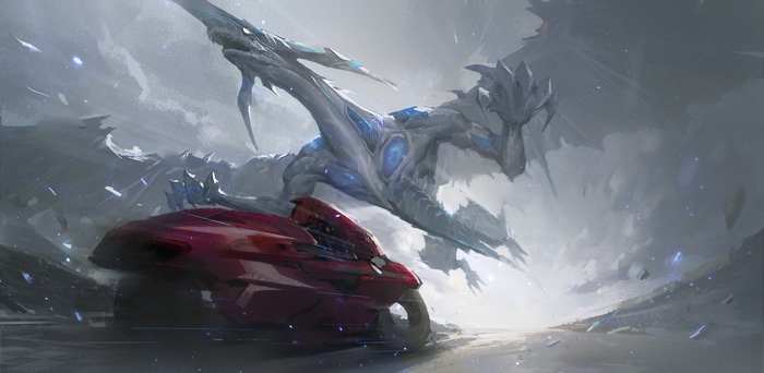 4K Yu-Gi-Oh! Stardust Dragon and Motorcycle