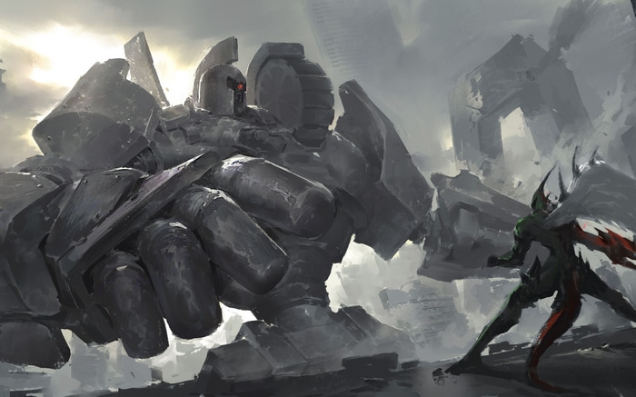 Yu-Gi-Oh! Artwork: Giant Robot vs. Winged Creature