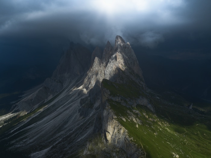 4K Seceda mountains in the Alps, Italy