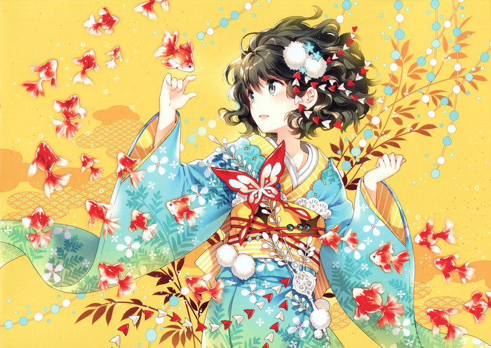4K Kimono Girl with Goldfish