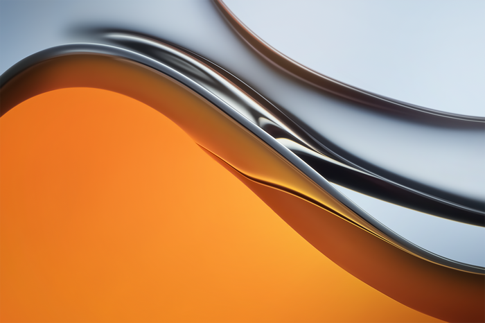 Abstract metallic waves with orange and silver colors