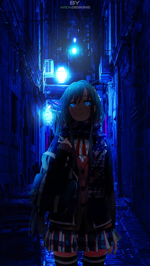 Yukinoshita Yukino in a blue alleyway