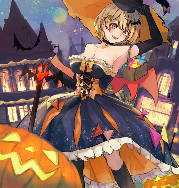 Yozora Mel in a Halloween Witch Costume with Pumpkins