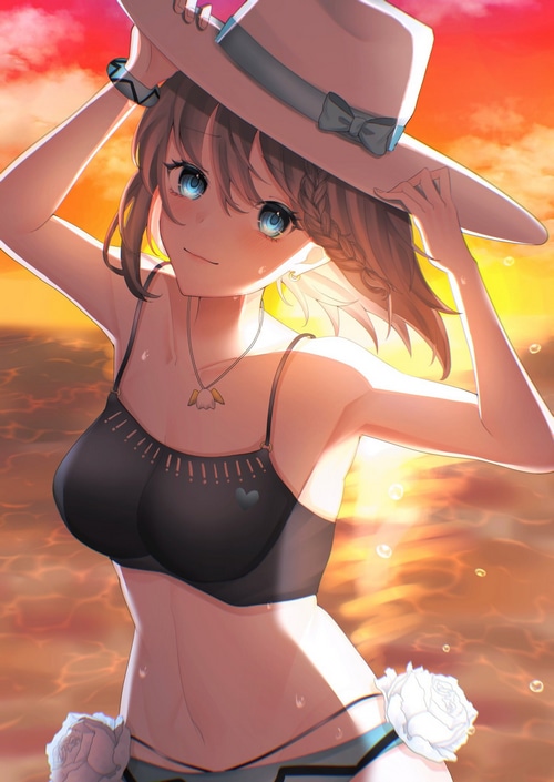 Charlotte Corday in a Bikini with a Hat