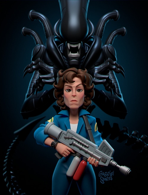 Ellen Ripley and Xenomorph from Alien