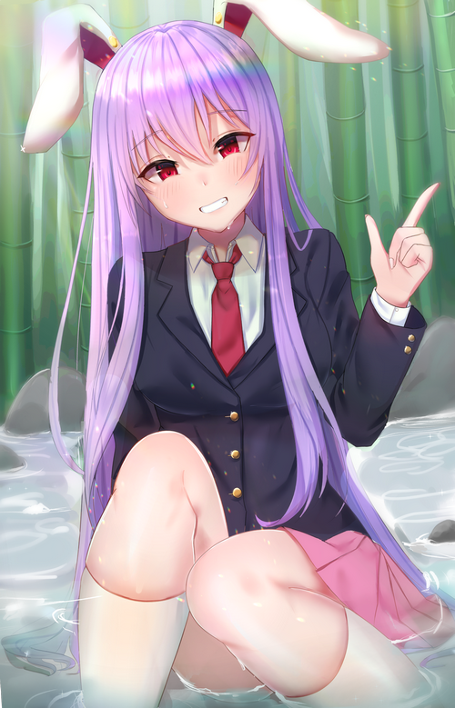 Reisen Udongein Inaba from Touhou in a hot spring