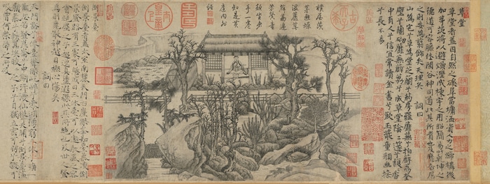 Chinese Scroll Painting with Calligraphy and Seals