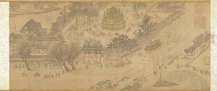 Chinese painting of a bustling city scene