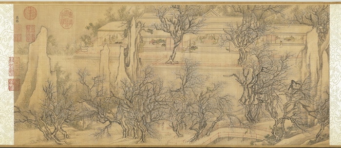 Chinese painting of a winter palace scene