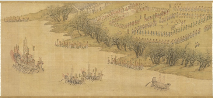 Chinese painting of a naval procession and ceremony