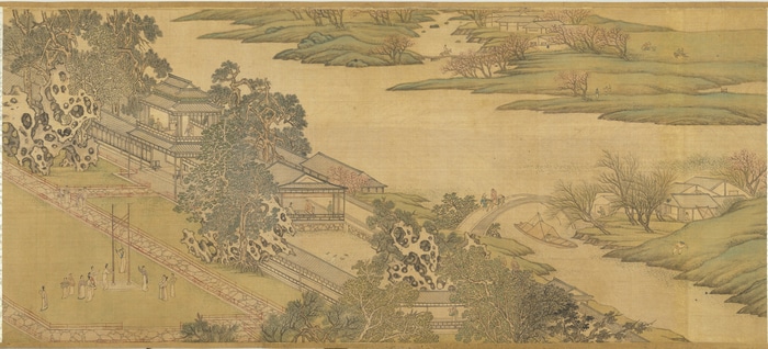Chinese Painting of a Riverside Palace Garden