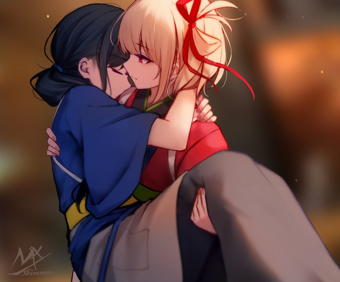 Lycoris Recoil fan art of Chisato and Takina
