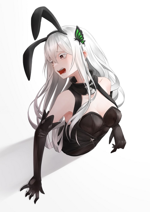 Echidna in a bunny suit with butterfly hair clip