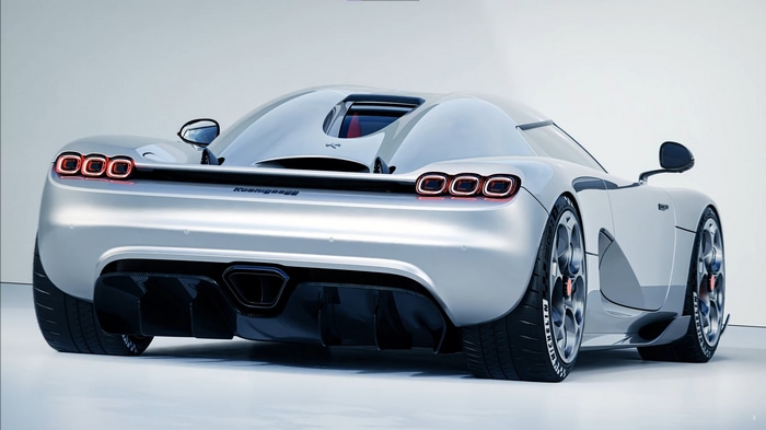 Silver Koenigsegg CC850 Hypercar on a White Background