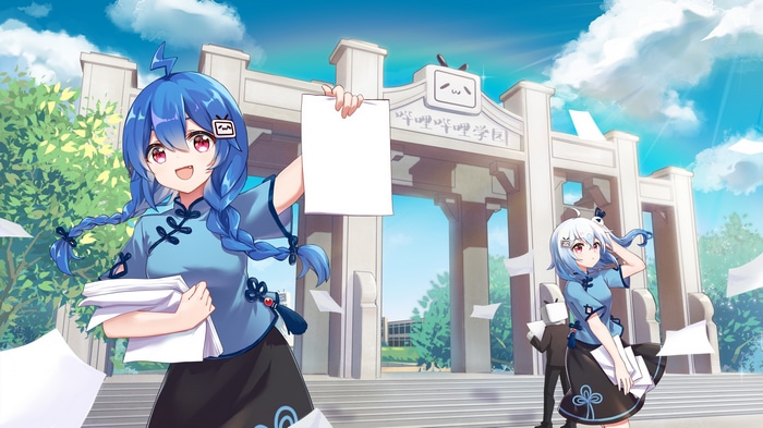 Bilibili mascots 33 and 22 at school
