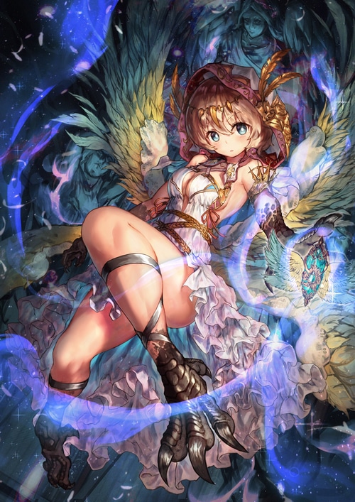 Harpy girl with wings and frill dress