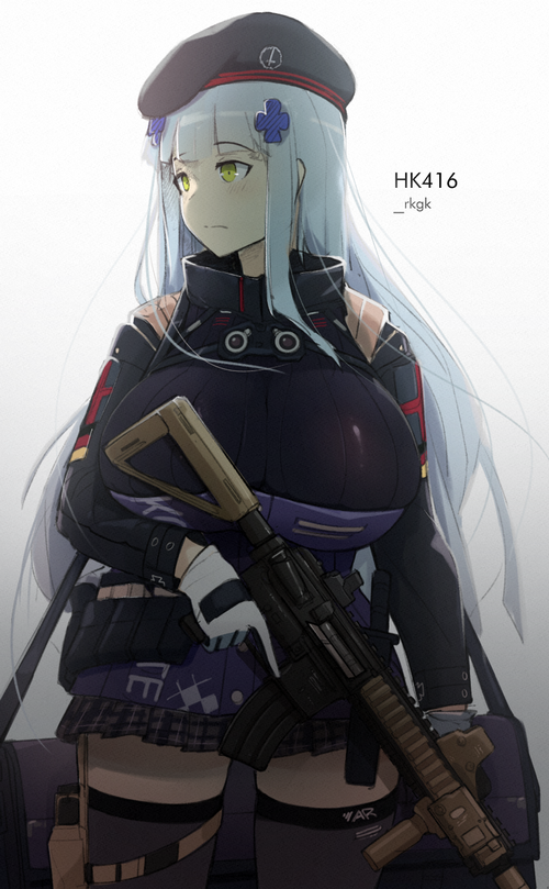 Sinensian, HK416, text, huge breasts, Girls Frontline, girls with guns ...