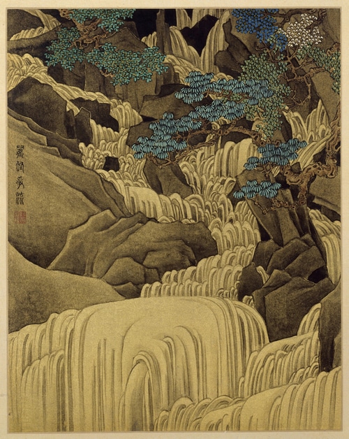 4K Chinese Waterfall Painting