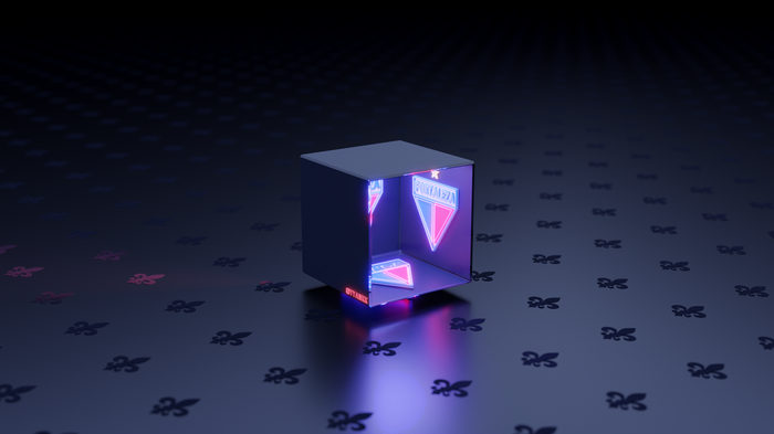 Fortaleza logo inside a glowing cube