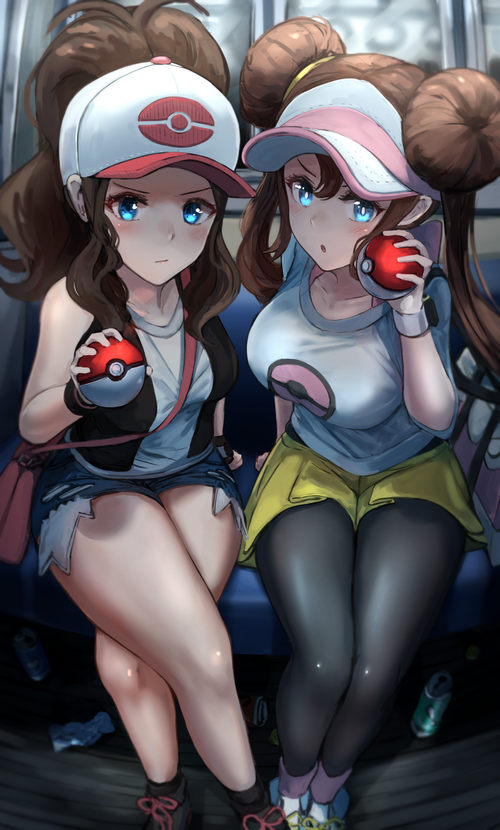 Hilda and Rosa from Pokémon holding Poke Balls