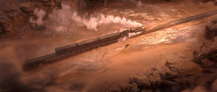 4K Western Train in Desert Landscape by Yongfei Liu