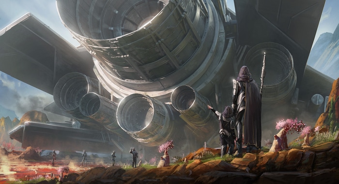 Spaceship engines in a science fiction environment