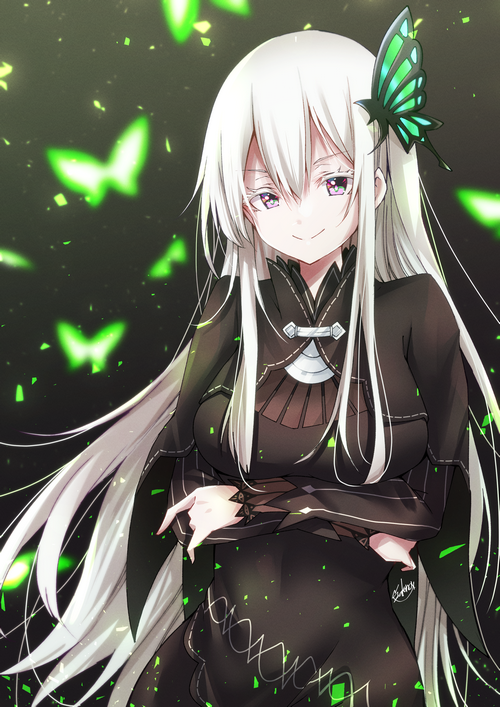 Echidna from Re:Zero with green butterflies