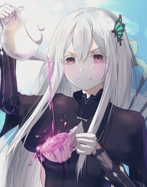 Echidna from Re:Zero pouring tea