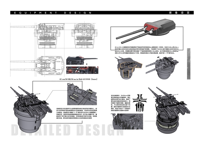 Azur Lane 42cm SK/50 na in Drh LC/1918 Naval Gun Design
