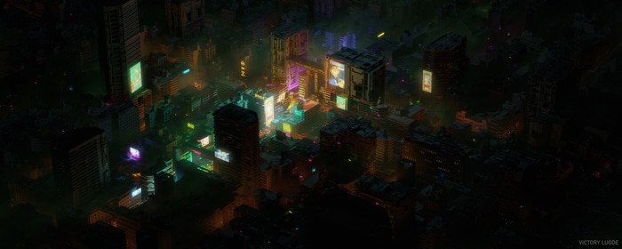 4K Dark Cyberpunk Cityscape with Neon Lights