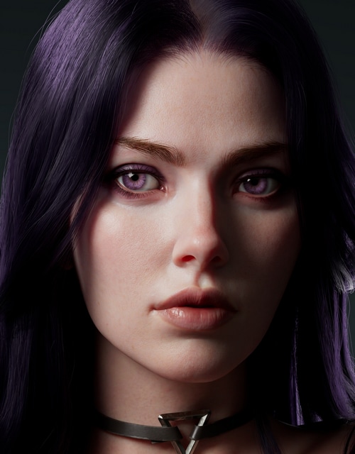Chen Wang with purple eyes and purple hair