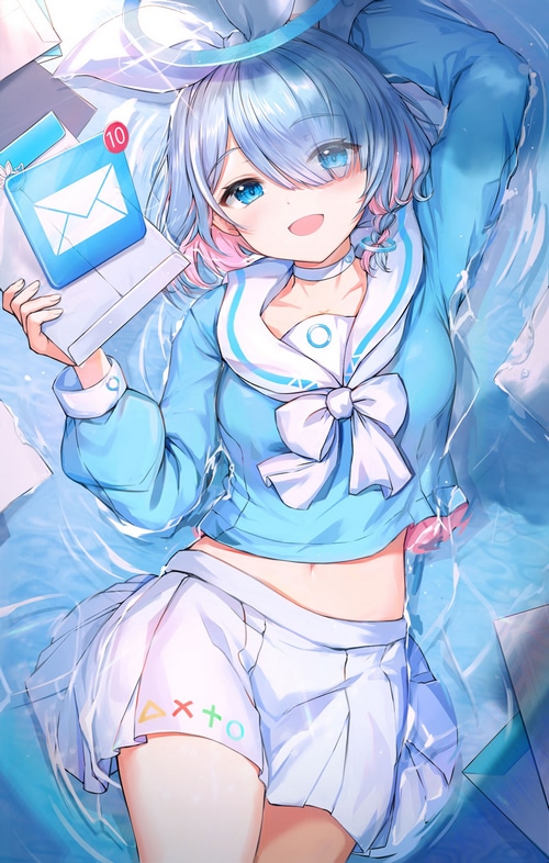 Arona from Blue Archive in a blue sailor outfit