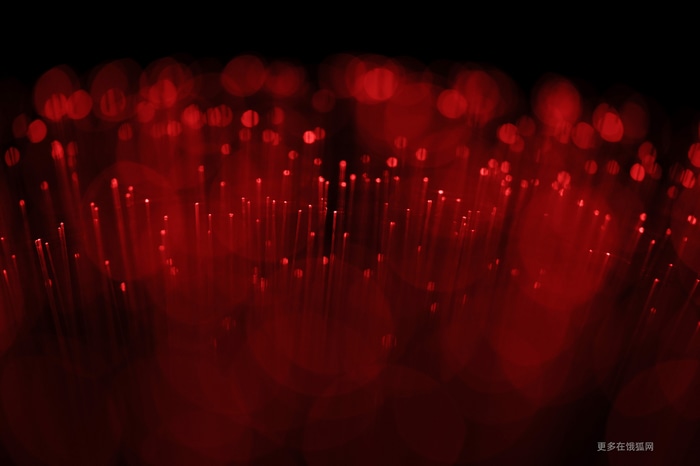 Abstract red fiber optics with bokeh lights