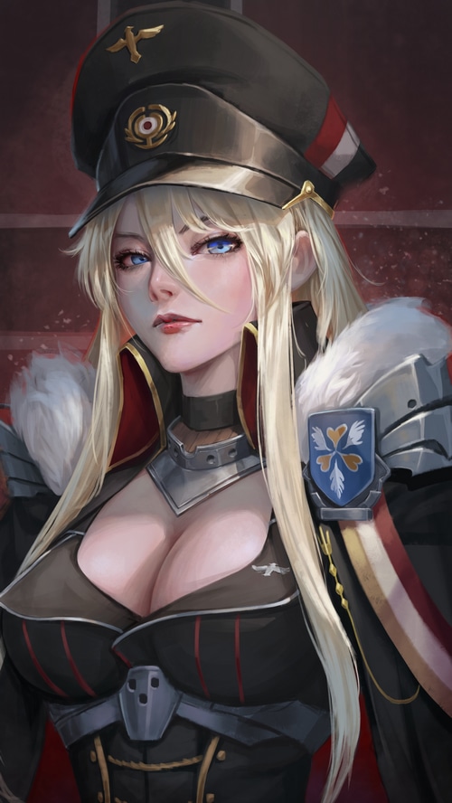 Bismarck from Azur Lane in a stylized military uniform