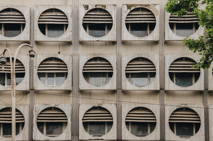 Urban building with circular windows