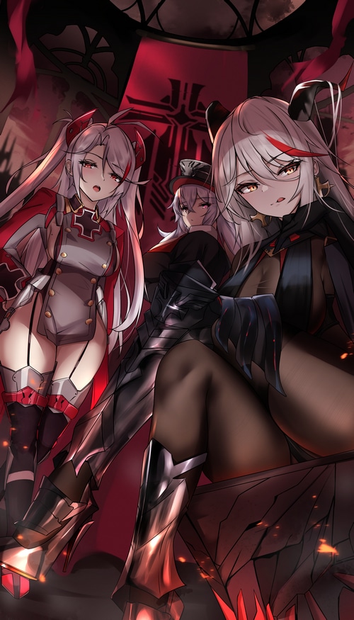 Azur Lane: Prinz Eugen, Graf Zeppelin, and Ägir in a Castle