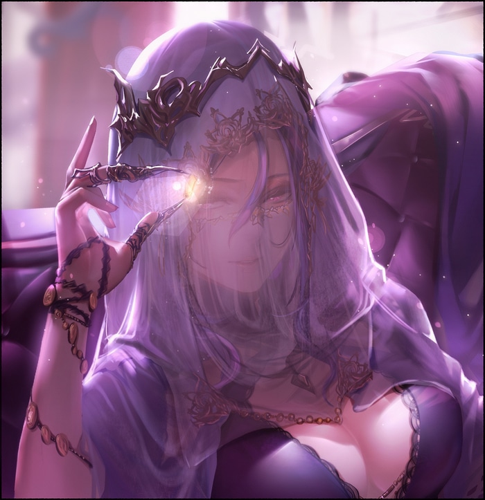 Fantasy girl with ornate crown and veil