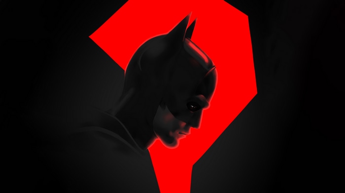 4K Batman in front of a red symbol